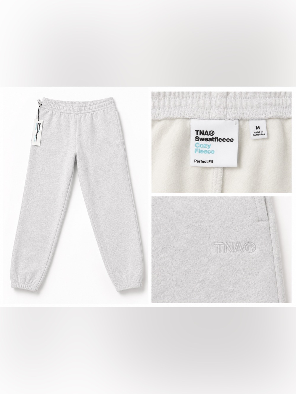 Aritzia TNA Cozy Fleece Perfect Sweatpants Heather Grey M